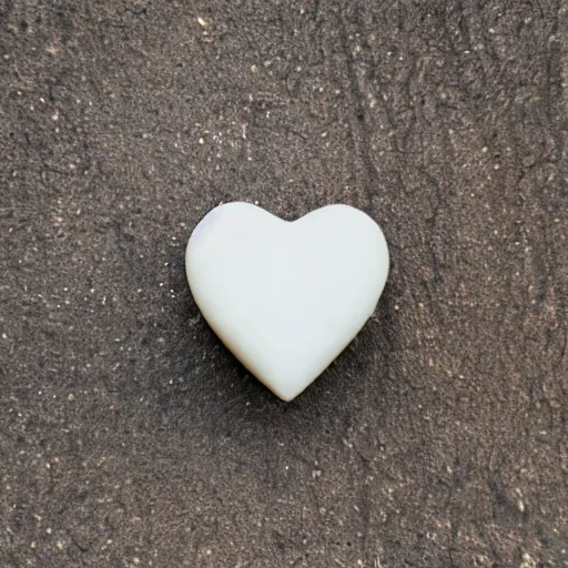 Image similar to geometric heart carved out of ivory, c anon 5 d 5 0 mm lens