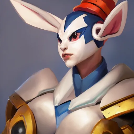 Image similar to greg manchess portrait painting of partially armored sylveon as overwatch character, medium shot, asymmetrical, profile picture, organic painting, sunny day, matte painting, bold shapes, hard edges, street art, trending on artstation, by huang guangjian, gil elvgren, ruan jia, greg rutkowski, gaston bussiere