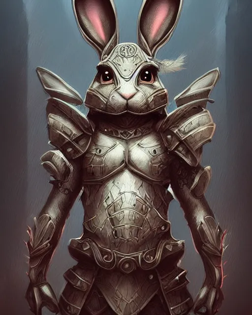 Prompt: rabbit, fantasy art, armored bunny, intricate design, artstation, amazing fantasy art, award winning, trending