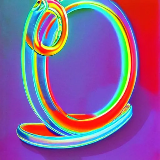 Prompt: nineteen eighties airbrushed portrait of a chrome mobius strip, magazine illustration, vintage, airbrush, bright colors, stylized, neon, retro, science, omni, high detail