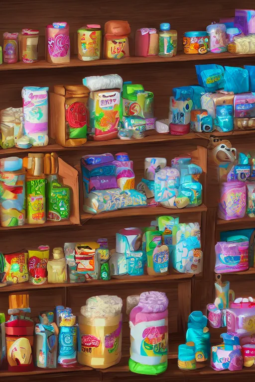 Prompt: Diaper Store, trending on artstation, magic, arcane clothing, digital art, ultra detailed, 4k, professional illustration