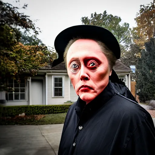 Image similar to christopher walken trick or treating on halloween, ( sony a 7 r iv, symmetric balance, polarizing filter, photolab, lightroom, 4 k, dolby vision, photography awardm, voque, perfect face )