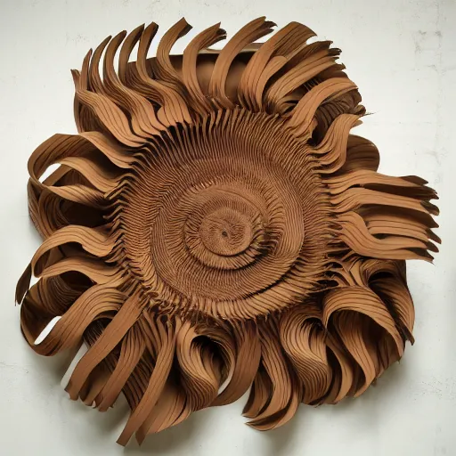 Image similar to tentacles made of brown corrugated cardboard, cut out of cardboard, realistic photography, fantasy