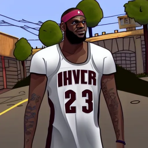 Image similar to Lebron James as a gta video game character, animated