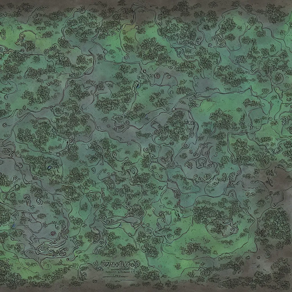 Image similar to a ttrpg map of a moonlit clearing in the woods, gridless, beautiful, 8 k, high quality digital art