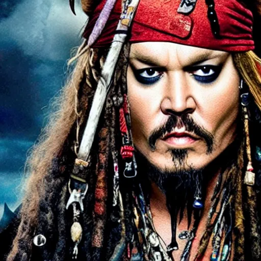 Image similar to axl rose replacing johnny depp in the lead role in pirates of the caribbean ( 2 0 2 4 ) film poster