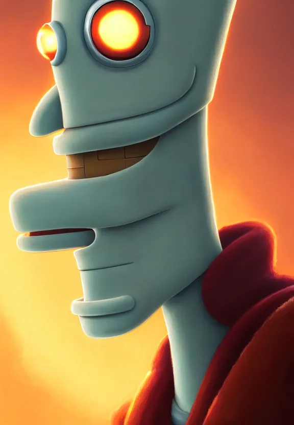 Image similar to portrait of bender from futurama, looking at camera, extremely detailed, digital painting, artstation, concept art, smooth, sharp focus, illustration, ambient lighting, art by greg rutkowski and matt groening, futurama artstyle