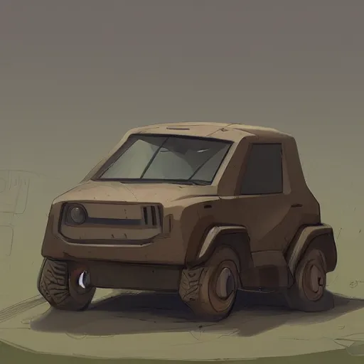 Image similar to 2d concept art of small vehicle by Dawid Michalczyk