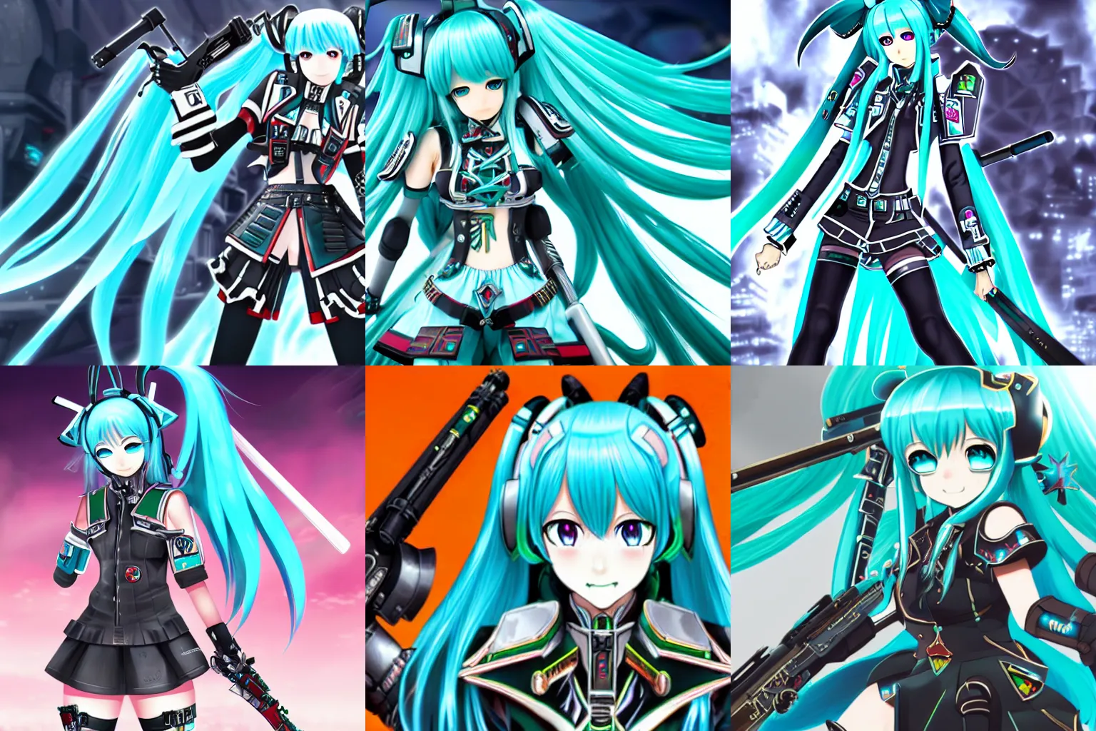 Prompt: Hatsune Miku in Warhammer 40K, epic, 4k resolution, extremely detailed, anime pixiv