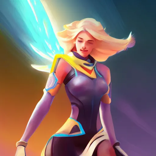 Image similar to mercy overwatch hero champions magic digital painting bioluminance alena aenami artworks in 4 k design by lois van baarle by sung choi by john kirby artgerm style pascal blanche and magali villeneuve healer