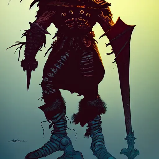 Image similar to cell shaded cartoon, a portrait of a fully armored evil warlock version of conan the barbarian, illustration, wide shot, subtle colors, concept art by josan gonzales and wlop, laurie greasley, jordan grimmer and james jean, highly detailed, sharp focus, trending on artstation, hq, deviantart, art by artgem