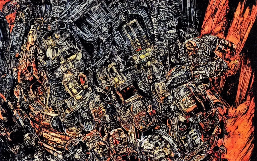 Image similar to techno - savage space marine, perfect future, awarding winning digital art by philippe druillet