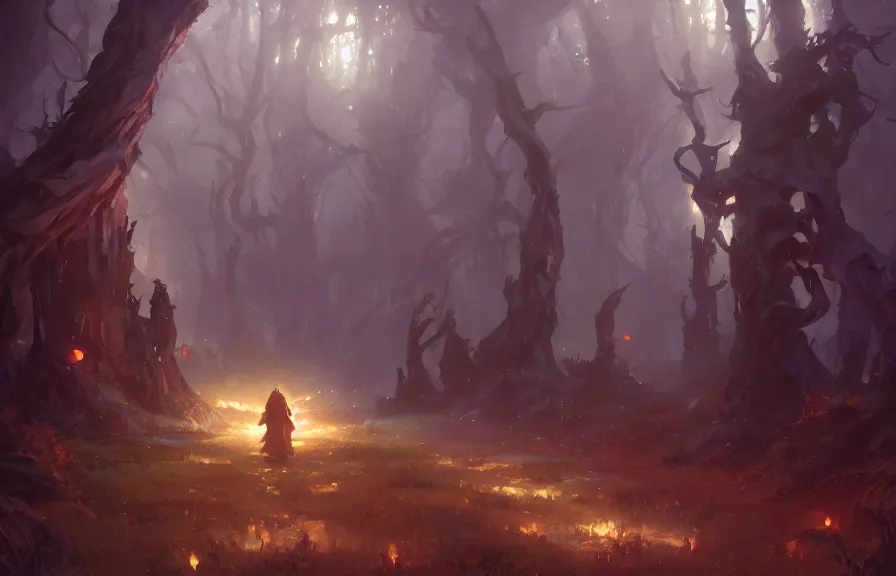 Image similar to greg manchess concept art of a the elderwood dimension, key visual, ambient lighting, highly detailed, digital painting, artstation, concept art, sharp focus, by makoto shinkai and akihiko yoshida and hidari and wlop and greg rutkowski