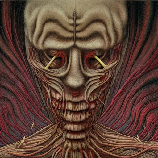 Image similar to tomie by junji ito in the style of zdzisław beksiński and h.r. giger, oil on canvas, intricately detailed artwork, full 8k high quality resolution, recently just found unknown masterpiece, renaissance painting, photorealism, 8k high detail, Sigma 85 mm f 1.4, Studio Light, Studio Ghibli, jacek yerka, alex gray, zdzisław beksiński, dariusz zawadzki, jeffrey smith and h.r. giger, oil on canvas, 8k highly professionally detailed, trending on artstation