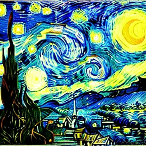Image similar to turn off the lights because it's night on the sun by van gogh