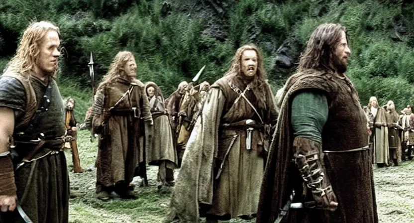 Prompt: screenshot from the fellowship of the ring when swat team raided a hobbit hole