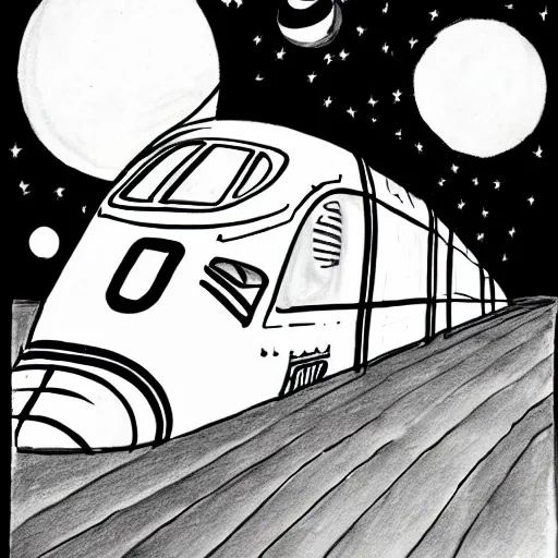 Image similar to bad child drawing of a space train