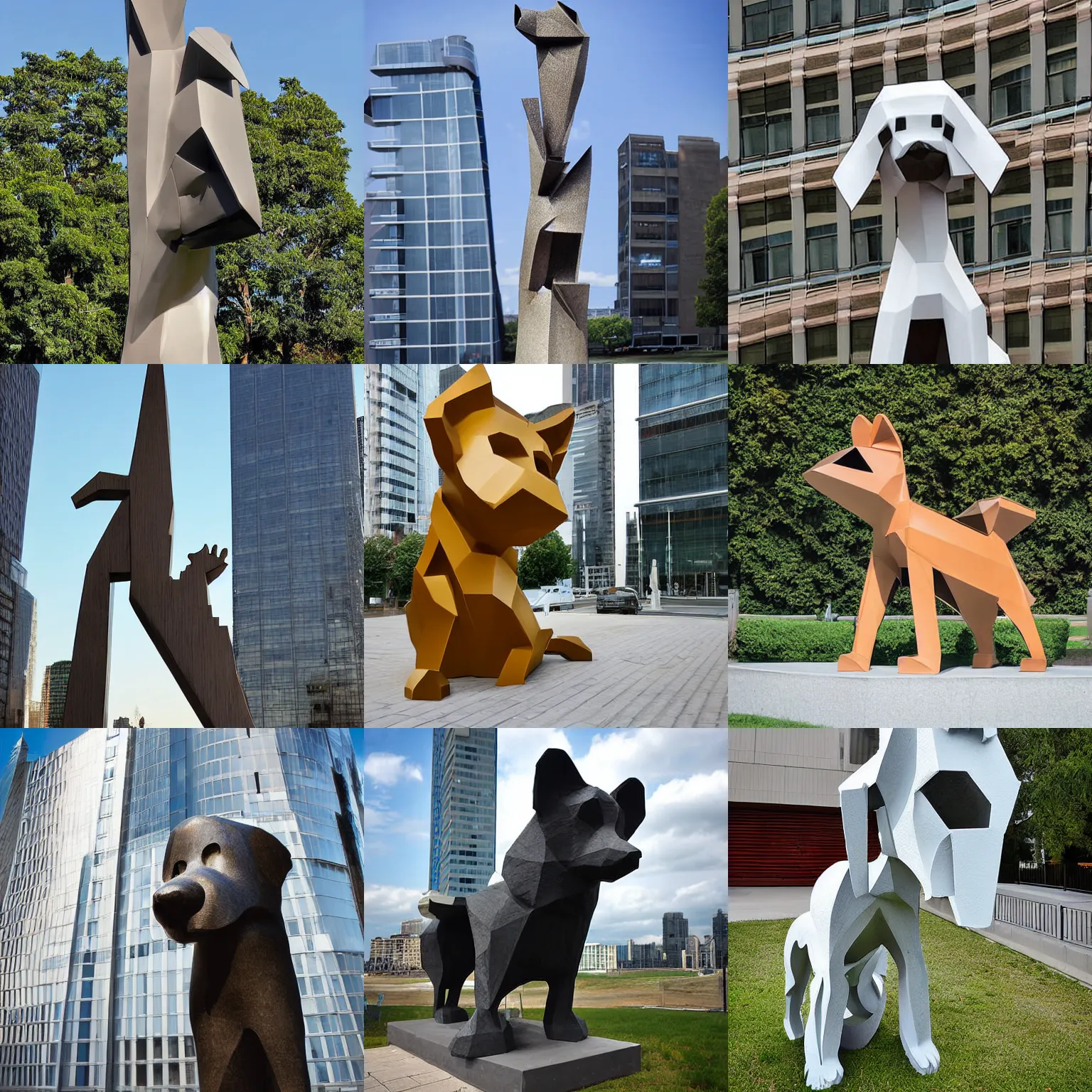 Prompt: a skyscraper sculpture of a dog, animal - shaped building, building sculpture, dog, photograph