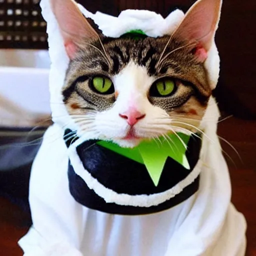 Prompt: cat in sushi costume