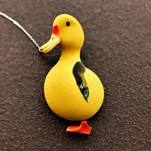 Prompt: duck wearing a necklace