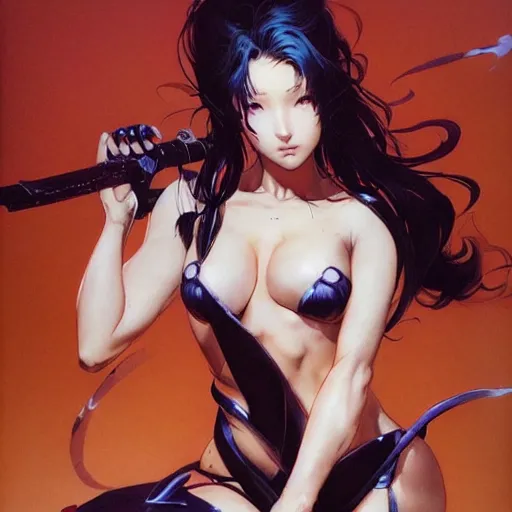 Prompt: yua mikami by peter andrew jones and akihiko yoshida, rule of thirds, seductive look, beautiful, realistic, highly detailed