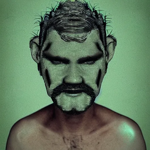 Image similar to cactus grown on man's face instead of beards, digital art, award winning