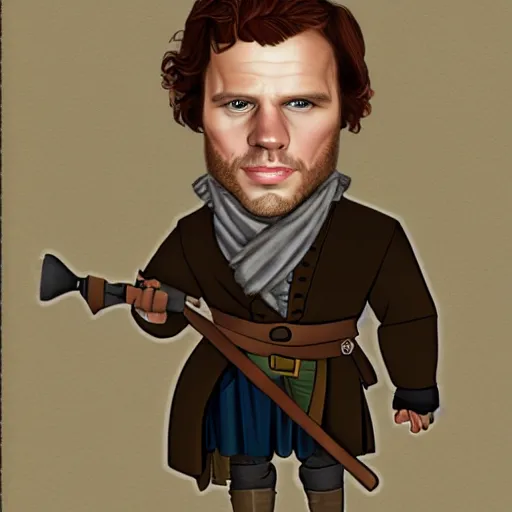 Image similar to Jamie Fraser caricature portrait by Krüger