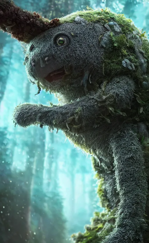 Image similar to microscopic tardigrade, microbiology, magical forest, ruins, civilization, futuristic, sharp focus, electric, backlight, furry, soft, concept art, intricate details, highly detailed, photorealistic, disney pixar, octane render, iridescent, global illumination, anime, 8 k