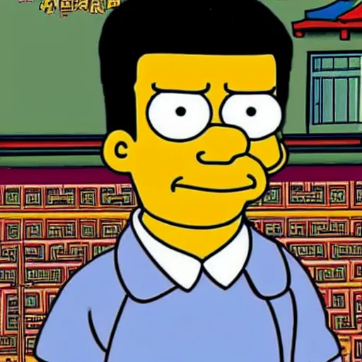 Prompt: chinese boy, simpsons style