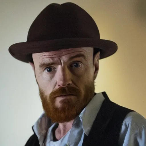 Image similar to Live Action Still of Bryan Cranston dressed as Jesse Pinkman, real life, hyperrealistic, ultra realistic, realistic, highly detailed, epic, HD quality, 8k resolution, body and headshot, film still