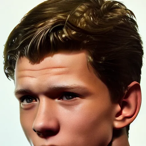 Prompt: tom holland close up face, photorealistic, studio