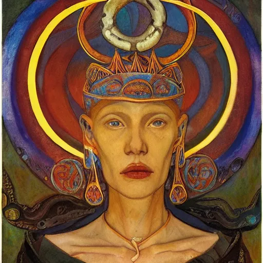 Image similar to the tentacle crown, by Annie Swynnerton and Nicholas Roerich and Diego Rivera, glowing skin, elaborate costume, geometric ornament, symbolist, rich color, dramatic cinematic lighting, smooth, sharp focus, extremely detailed