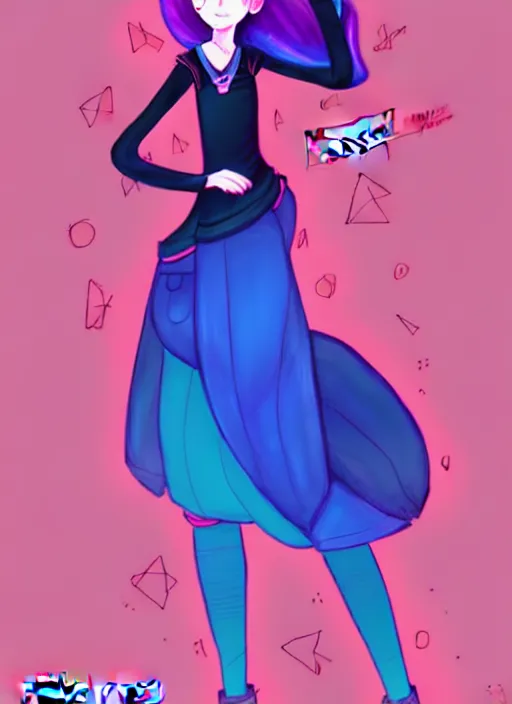 Image similar to female character inspired by 9 0's fashion and by madeline from celeste, art by rossdraws