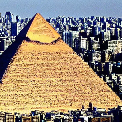 Prompt: an Egyptian pyramid in center of Tokyo