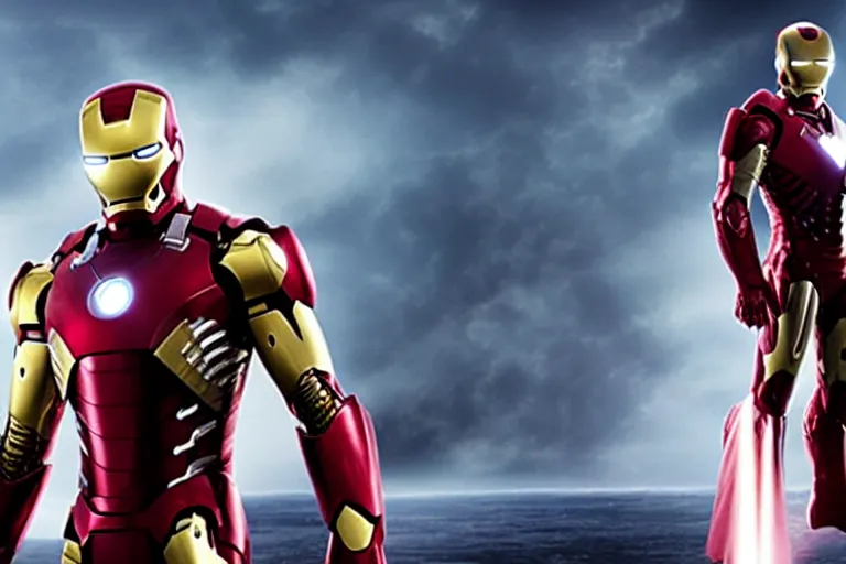 Image similar to Film still of Elon Musk as Iron Man, wearing the Iron Man armour, Marvel Studios
