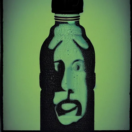 Prompt: Portrait of a water bottle, dadaism style