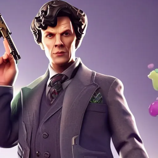 Image similar to sherlock in fortnite, character render, full body shot, highly detailed, in game render