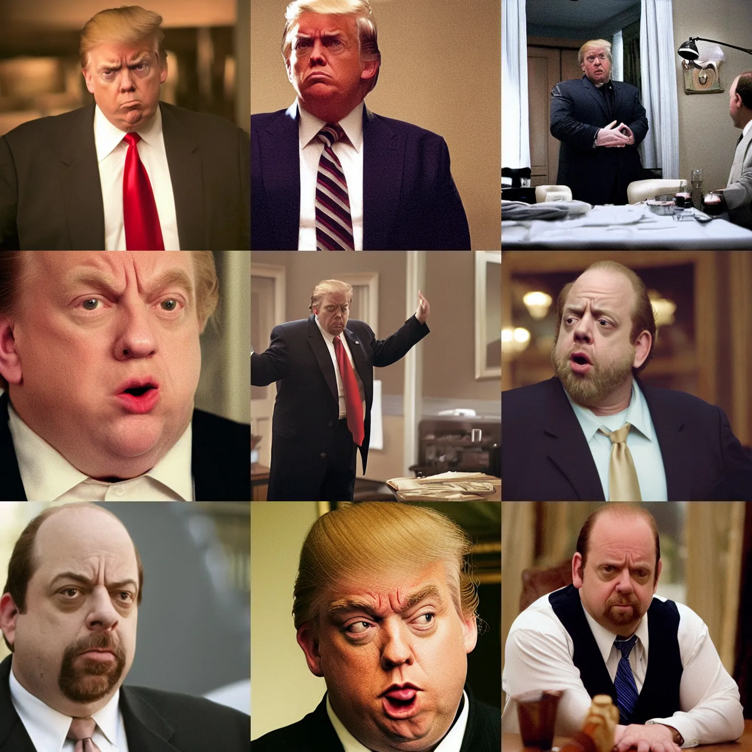 Prompt: paul giamatti portrays donald trump, still from the sopranos ( 2 0 0 4 ), cinematic