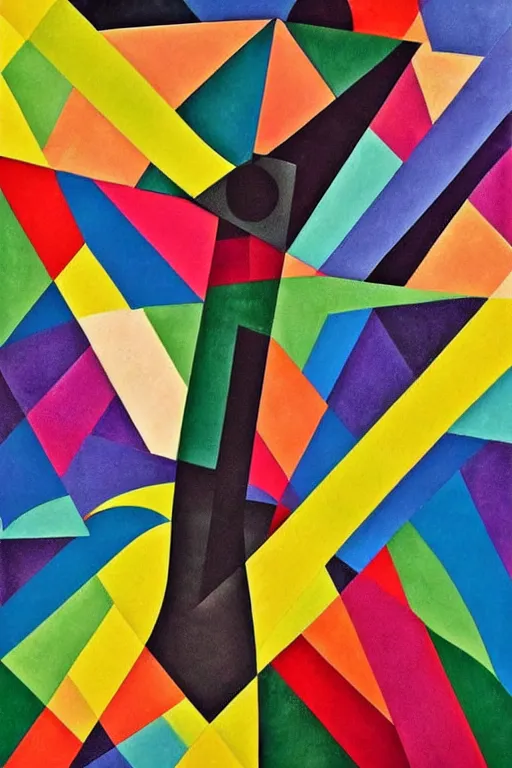 Image similar to guitar, notes, rainbow geometric architectures blend with organic shapes, abstract expressionism, geometric structures in style of sonia delaunay, high detail, symmetry, poster