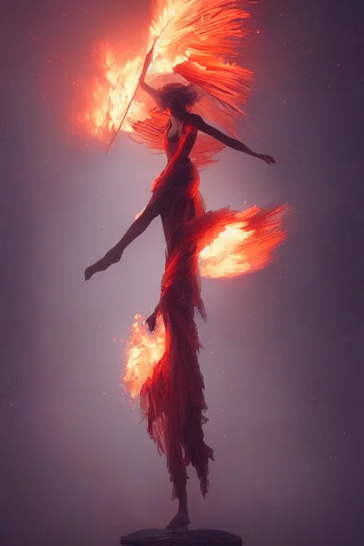 Image similar to fire dancer in the wind by artgem and greg rutkowski, light cone, reimagined by industrial light and magic