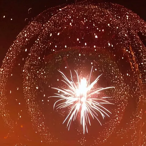 Prompt: a bubble with a firework inside of it