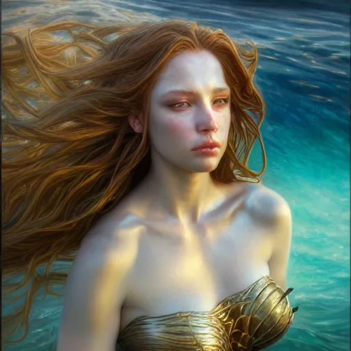 Image similar to sea siren by donato giancola, fantasy, photorealistic, octane render, unreal engine, dynamic lighting, cute face, beautiful girl, beautiful, wlop, cute, perfect factions, perfect woman, trending on artstation, poster, volumetric lighting, very detailed faces, 4 k, award winning