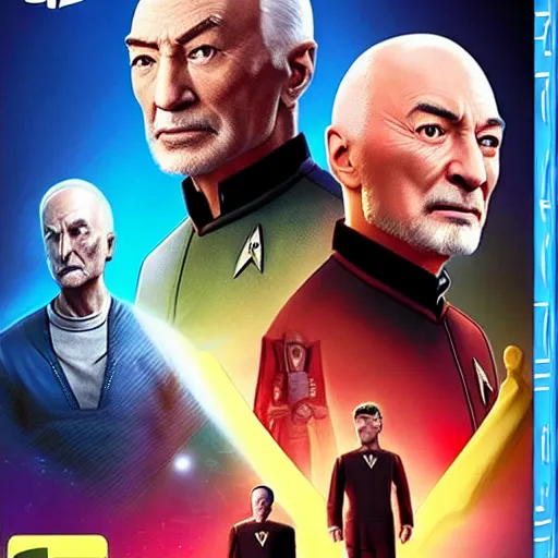 Prompt: video game box art of a ps 4 game called star trek : picard's voyage, 4 k, highly detailed cover art.