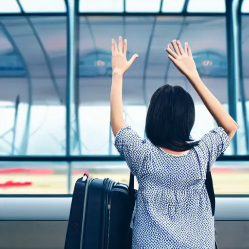 Image similar to waving goodbye to a friend at the airport, tears in our eyes, the friend stands in a distance, soft diffused light background