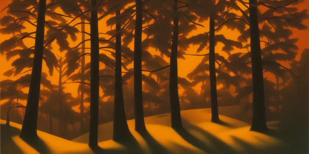 Image similar to dark forest, summer evening, kenton nelson