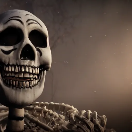 Image similar to spooky scary skeletons movie still, cinematic, photorealistic, extreme detail, sharp focus, 8 k, intricate, hyper detailed, realistic, cinematic lighting