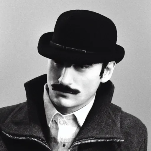 Image similar to Mario in a hat with an M smoking in a french new wave Godard film aesthetic