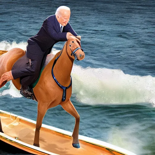 Image similar to president biden riding a fish, realistic, 8 k, ultra details, highly detailed face, sharp focus