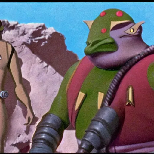 Image similar to movie still of gorn in star trek, gorn studio ghibli