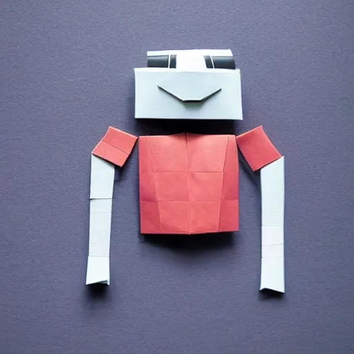 Prompt: a robot made of origami, cute, artwork